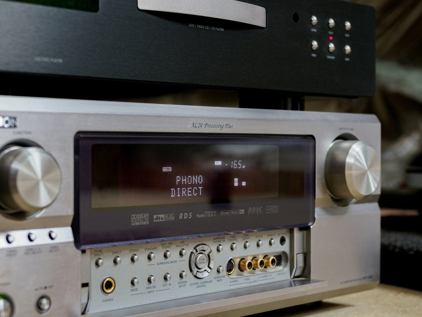 AV receiver with advanced audio processing for home theater installation.